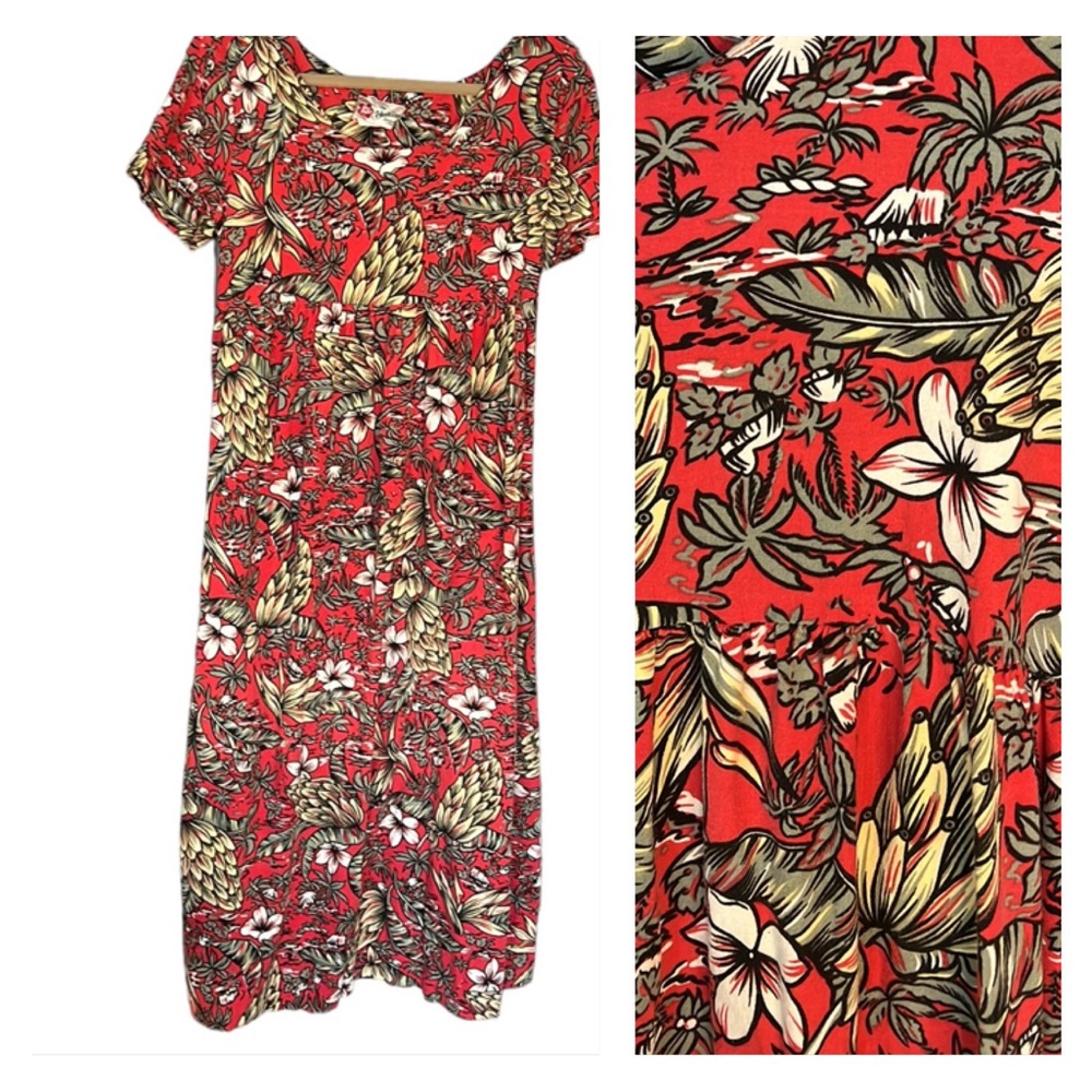 Vintage Hilo Hattie Hawaiian Midi Dress